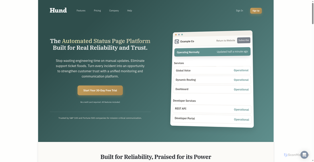 Security scan screenshot of https://hund.io
