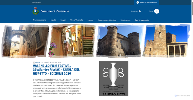 Security scan screenshot of https://www.comune.vasanello.vt.it/