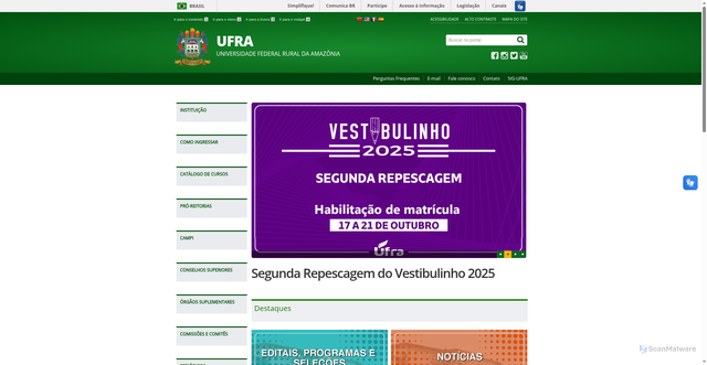 Security scan screenshot of https://www.ufra.edu.br/