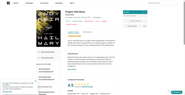 Security scan screenshot of https://app.thestorygraph.com/books/ac3ea915-993d-4f30-8632-0f91e4ad0704