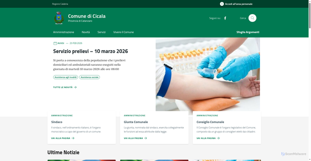 Security scan screenshot of https://comune.cicala.cz.it/