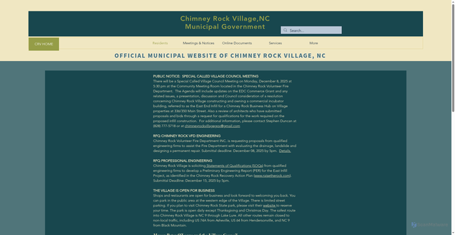 Security scan screenshot of https://www.chimneyrockvillagenc.gov/