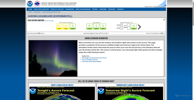 Security scan screenshot of http://swpc-drupal.woc.noaa.gov/communities/aurora-dashboard-experimental