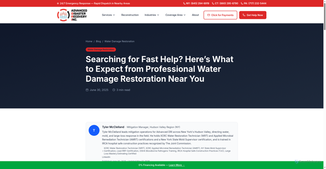 Security scan screenshot of https://advanceddri.com/water-damage-restoration-near-me