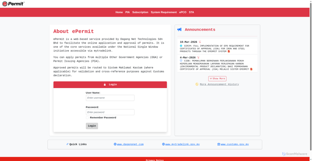 Security scan screenshot of https://epermit.dagangnet.com.my