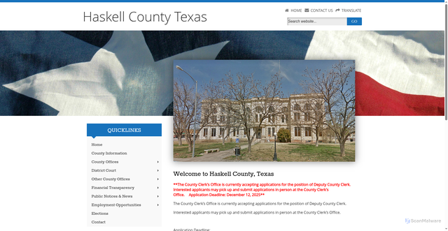 Security scan screenshot of https://www.haskellcountytx.gov/