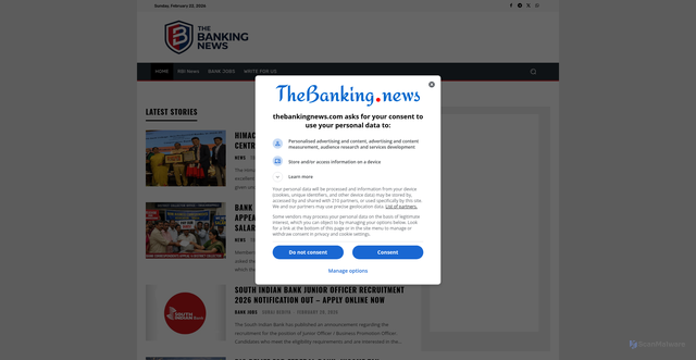 Security scan screenshot of http://thebankingnews.com/
