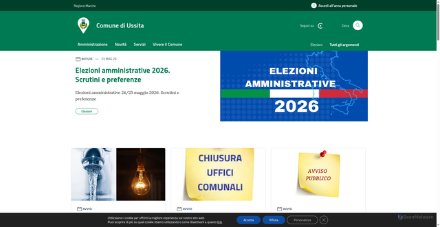 Security scan screenshot of https://www.comune.ussita.mc.it