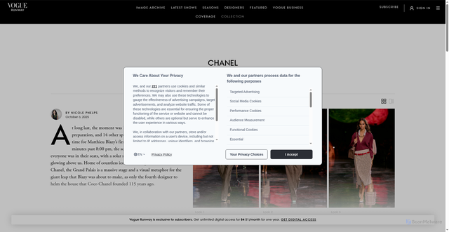 Security scan screenshot of https://www.vogue.com/fashion-shows/spring-2026-ready-to-wear/chanel