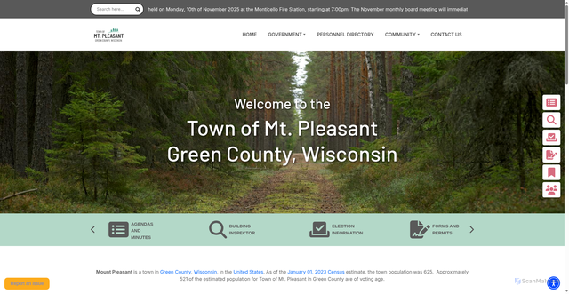 Security scan screenshot of https://townofmtpleasantwi.gov/