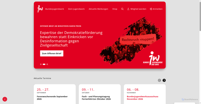 Security scan screenshot of http://www.bundesjugendwerk.de