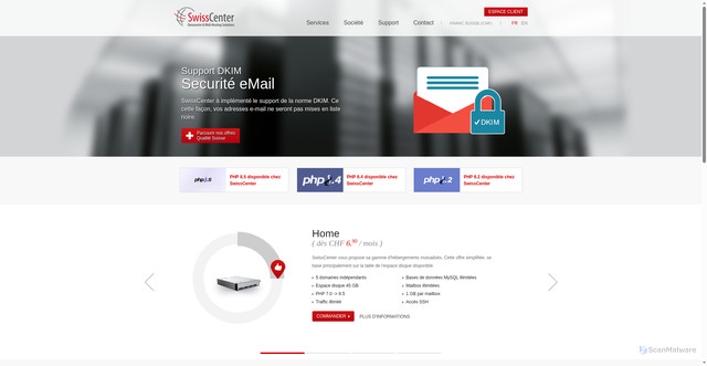 Security scan screenshot of https://swisscenter.com