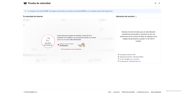 Security scan screenshot of https://frosty-harbor-5bd2-f80d389f.pages.dev/es-es