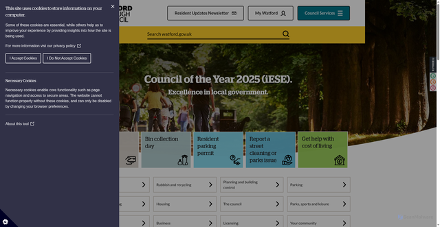 Security scan screenshot of https://www.watford.gov.uk/