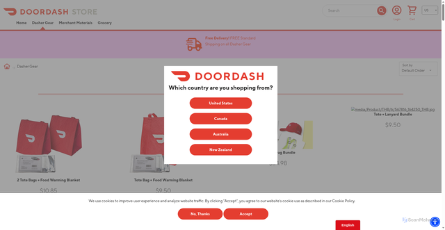 Security scan screenshot of https://doordashstore.com/category.aspx?ID=13245
