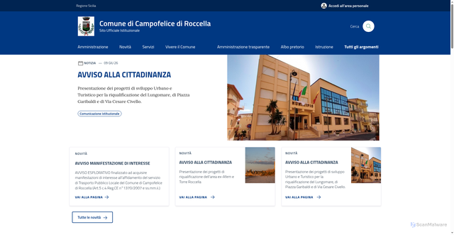 Security scan screenshot of https://www.comune.campofelicediroccella.pa.it