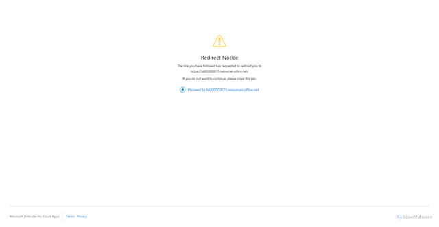 Security scan screenshot of https://fa000000075.resources.office.net.mcas.ms