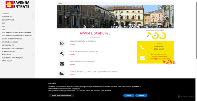 Security scan screenshot of https://www.ravennaentrate.com/