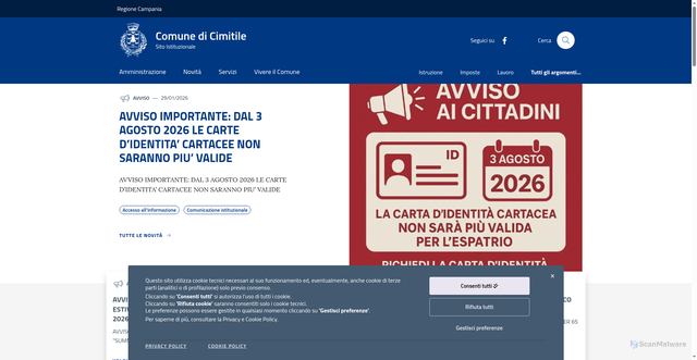 Security scan screenshot of https://www.comune.cimitile.na.it