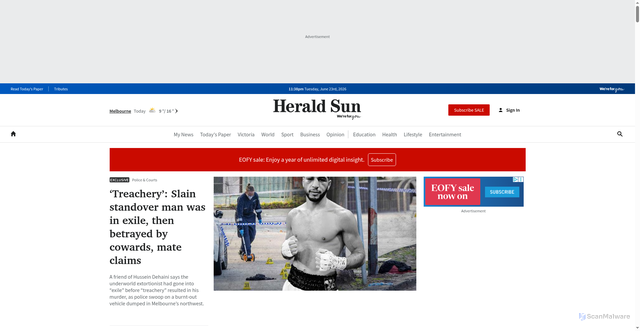 Security scan screenshot of https://heraldsun.com.au