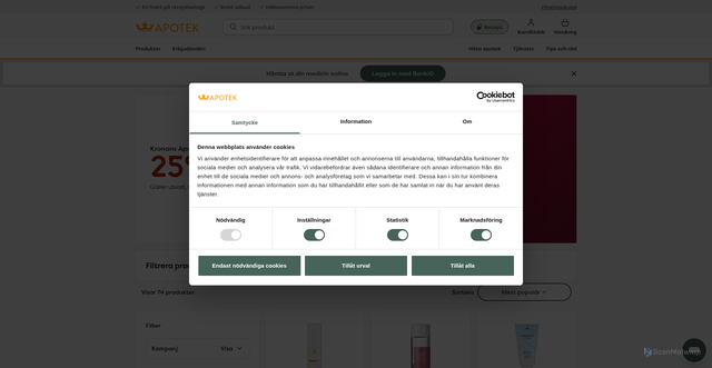 Security scan screenshot of https://www.kronansapotek.se/erbjudanden/kronansapotek-ansikte/?utm_source=idrelay&utm_medium=email&utm_campaign=2025_K12_Start_Fysisk&utm_content=2025_K12_Start_Fysisk