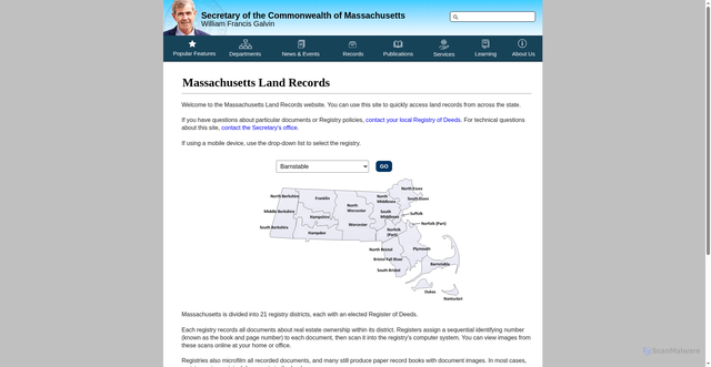 Security scan screenshot of https://www.masslandrecords.com/