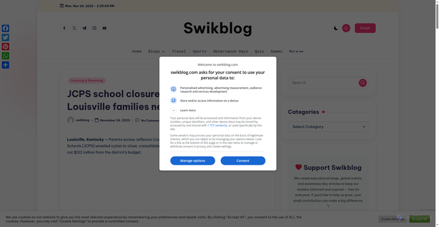 Security scan screenshot of https://swikblog.com/jcps-school-closures-2025-what-families-need-to-know/