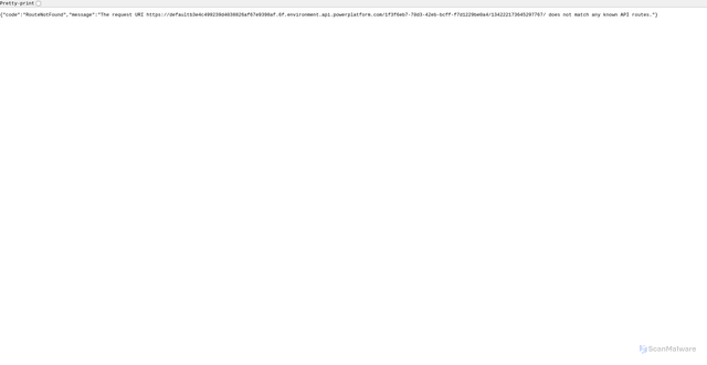 Security scan screenshot of https://defaultb3e4c499239d4038826af67e9398af.6f.environment.api.powerplatform.com