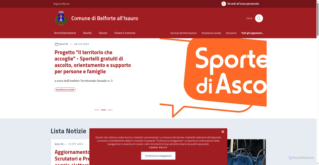 Security scan screenshot of https://comune.belforte.pu.it/