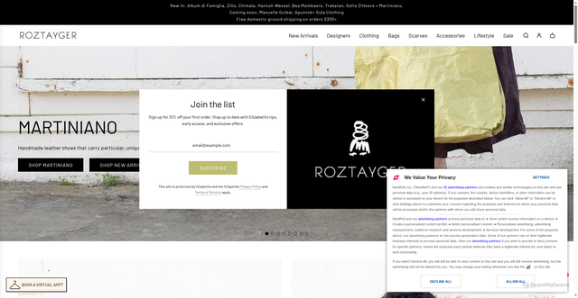 Security scan screenshot of https://roztayger.com