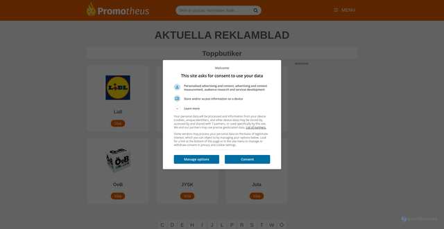 Security scan screenshot of https://promotheus.se