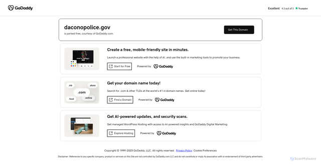 Security scan screenshot of https://daconopolice.gov/