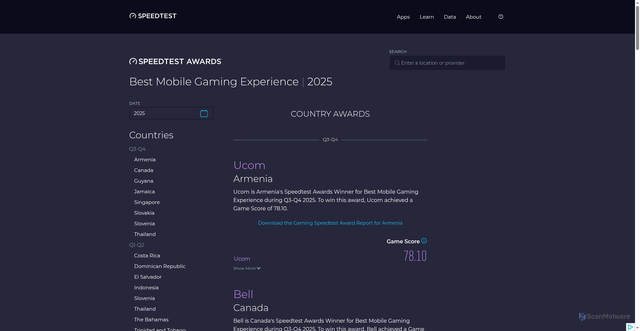 Security scan screenshot of https://cc910.pages.dev/awards/best-mobile-gaming-experience/?