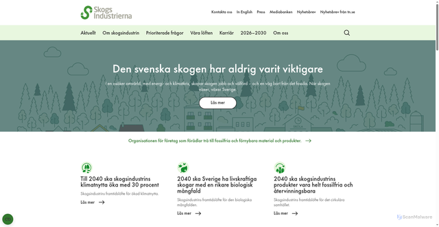 Security scan screenshot of https://skogsindustrierna.se