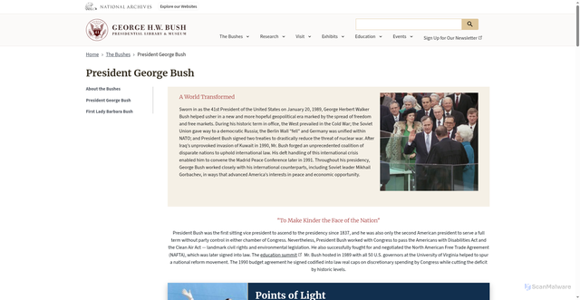 Security scan screenshot of https://www.bush41library.gov/bushes/president-george-bush