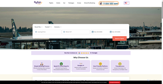 Security scan screenshot of https://www.flyfairtravels.com/airlines/alaska-airlines-flights