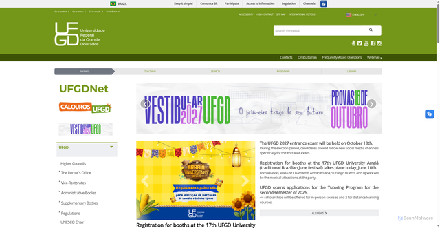 Security scan screenshot of https://www.ufgd.edu.br