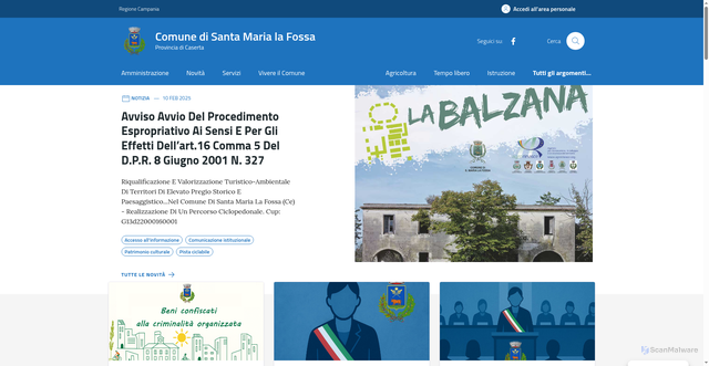 Security scan screenshot of https://comune.santamarialafossa.ce.it/
