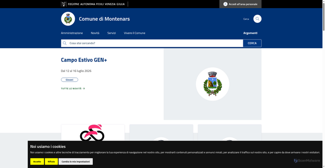 Security scan screenshot of https://www.comune.montenars.ud.it