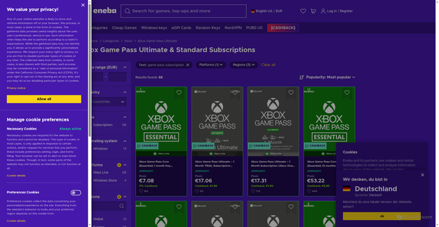 Security scan screenshot of https://www.eneba.com/us/store/xbox-game-pass?srsltid=AfmBOor9Sj5DrZkeXe9VAJbeMDaWtLNJIjrIsPCXxzsx2_h9VbiaRv_i