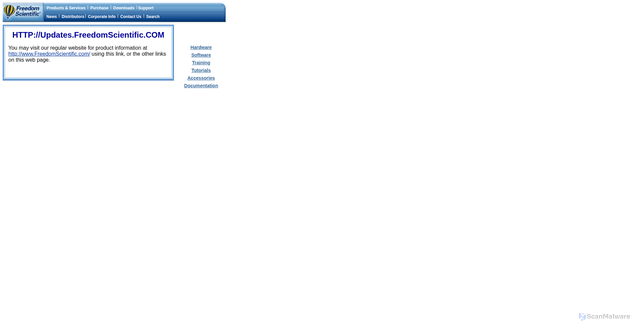 Security scan screenshot of https://updates.freedomscientific.com