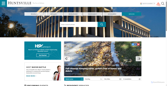 Security scan screenshot of https://www.huntsvilleal.gov/