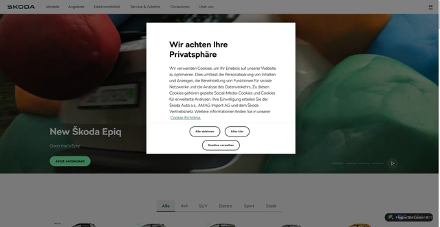 Security scan screenshot of https://skoda.ch