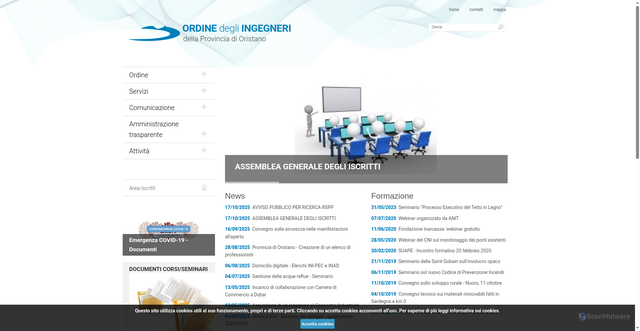 Security scan screenshot of https://www.ingegneri.oristano.it/it/index.html