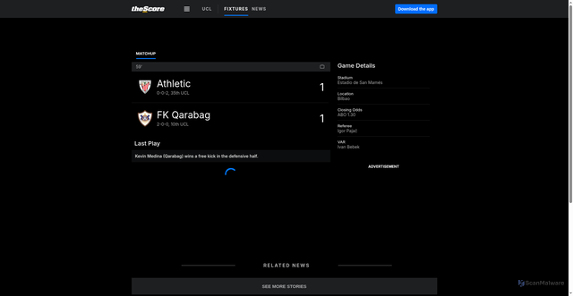Security scan screenshot of https://beta.thescore.com/chlg/events/91374