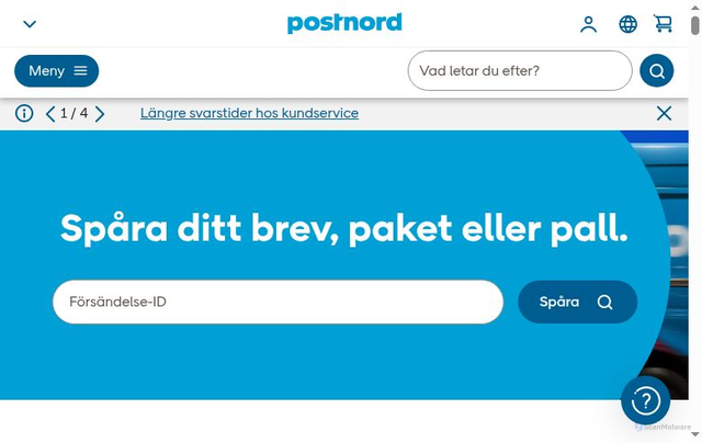 Security scan screenshot of https://www.postnord.se/