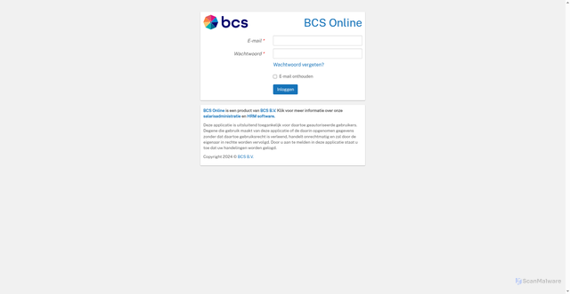 Security scan screenshot of bcsonline.nl