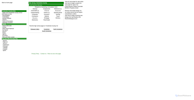 Security scan screenshot of http://newjerzee.com/counties/hunterdon/hunterdon.htm
