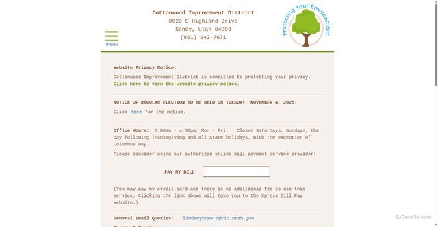Security scan screenshot of https://cottonwoodimprovement.gov/