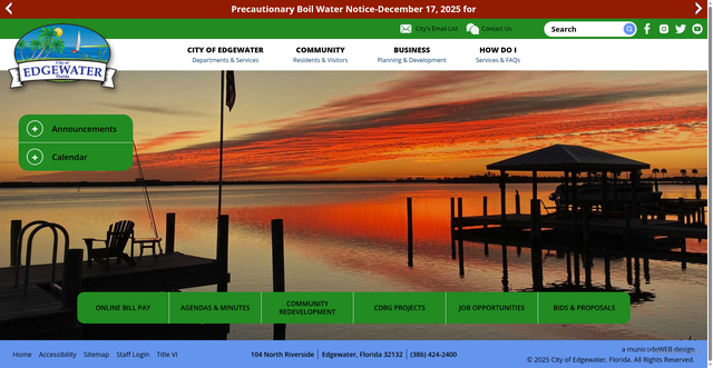 Security scan screenshot of https://www.cityofedgewater.org/